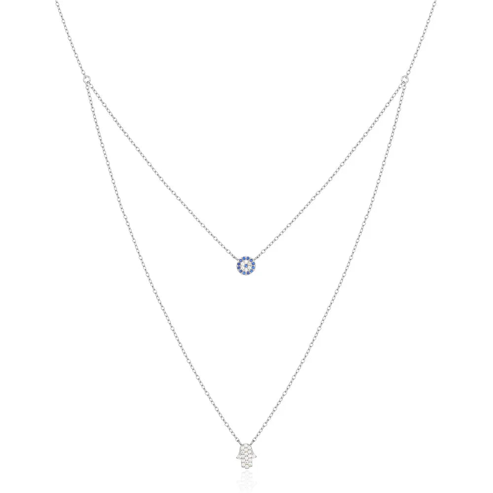 Aide 925 Sterling Silver Evil Eyes Zircon Charm