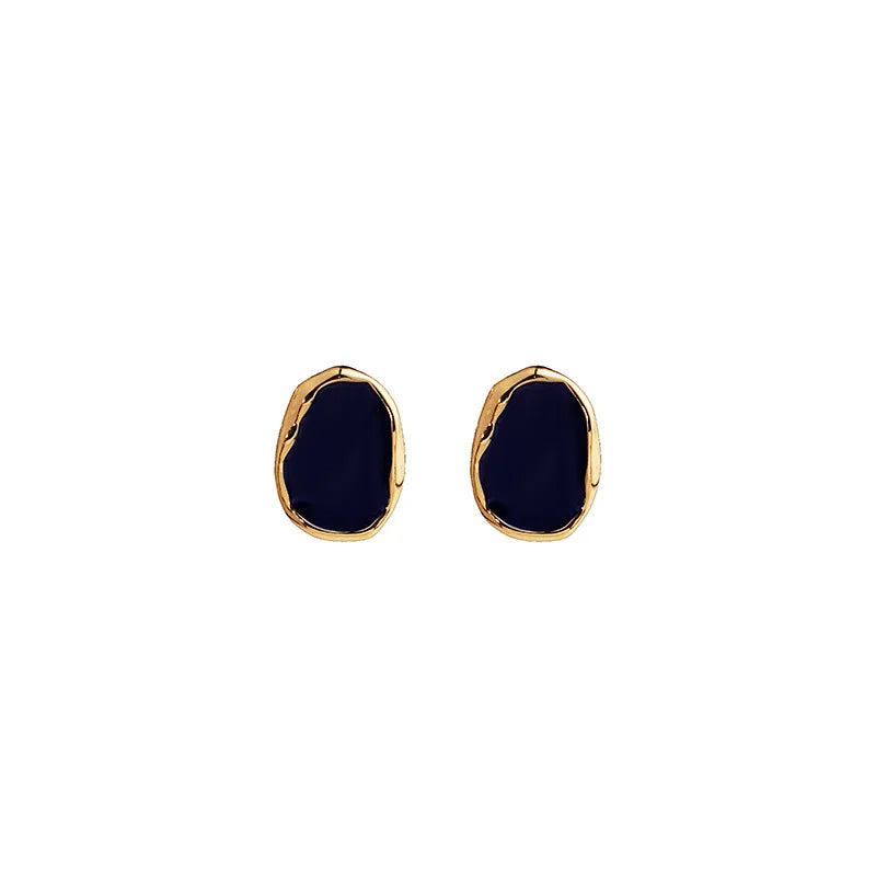 Black Irregular Geometry Stud Earring