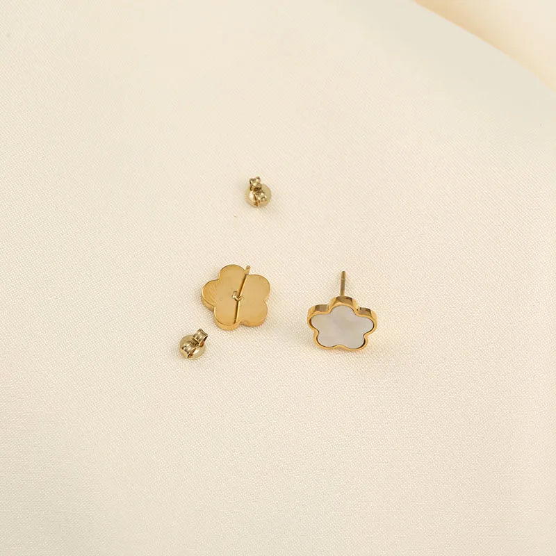 Stainless Steel Flower Petals Shell Stud Earrings
