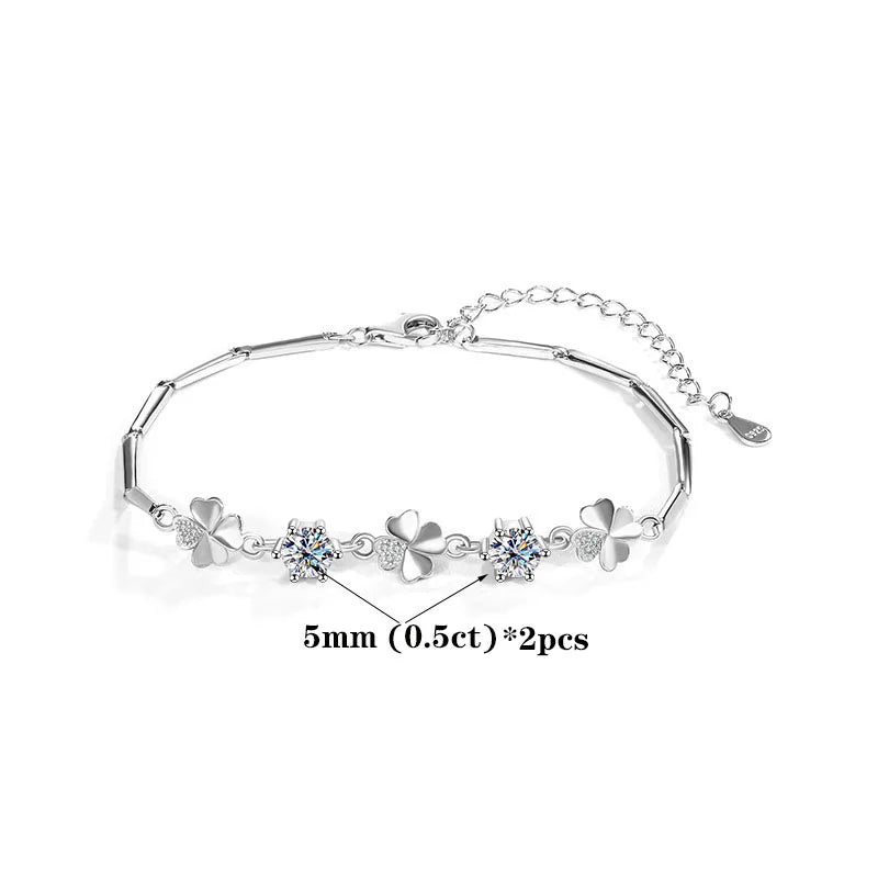 Flower Moissanite 925 Sterling Silver Versatile Bracelet
