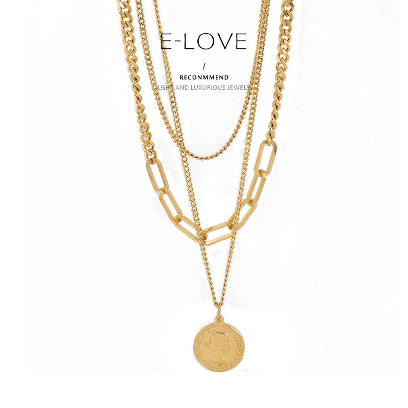 Multi-Layer round Brand Golden Chain