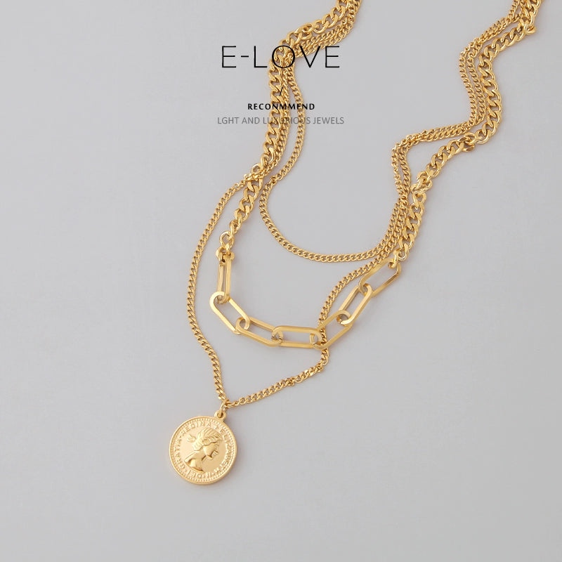 Multi-Layer round Brand Golden Chain