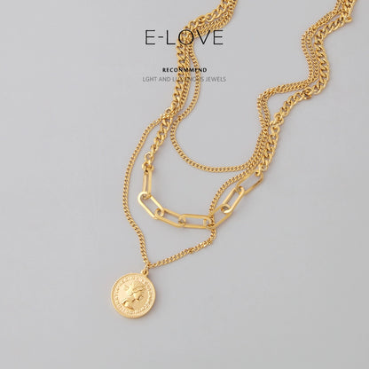 Multi-Layer round Brand Golden Chain