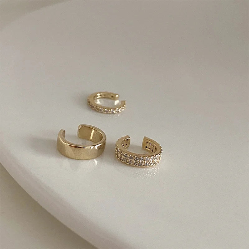 Korean Delicate Zircon Clip Earrings Sets