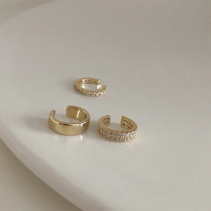 Korean Delicate Zircon Clip Earrings Sets