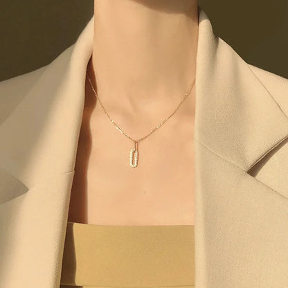 14K Gold Plated Crystal Geometric Pendant