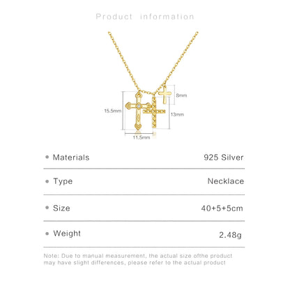 925 Sterling Silver Gold Three Cross Pendant