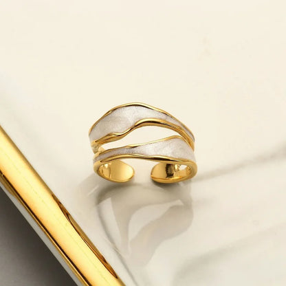 Retro Gold Double Oil Drip Open Rings