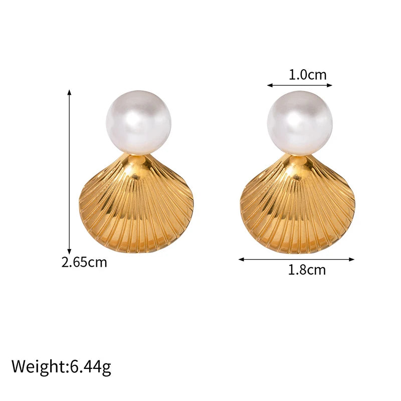 Gold Shell Pearl Earrings