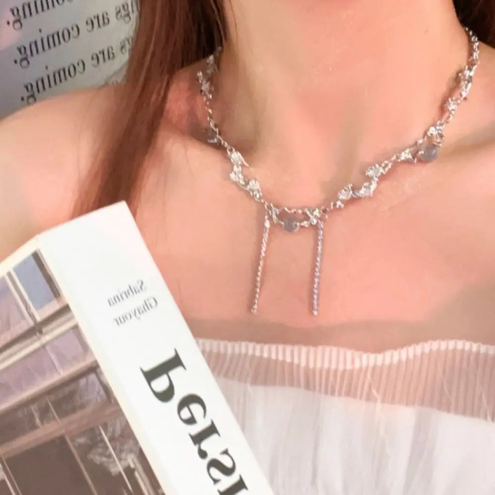 Elegant Moonstone Y2K Silver Vintage Choker