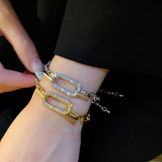 Vintage Simple Geometric Crystal Charm Bracelet