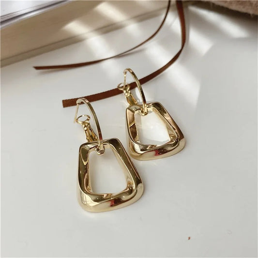 Square Gold Geometric Earring