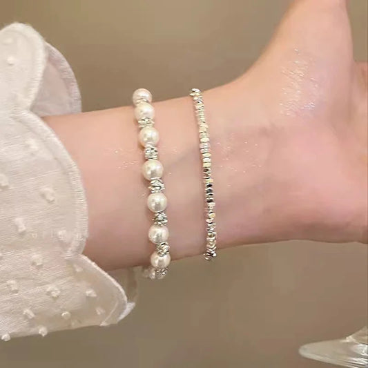 Imitation Pearl Inlaid Diamond Bracelet