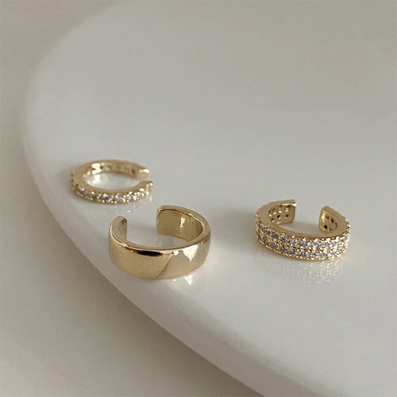 Korean Delicate Zircon Clip Earrings Sets