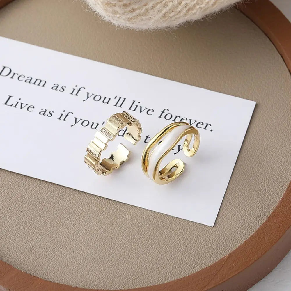 Gold Double-Layer Shell Rings