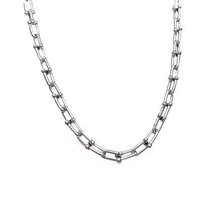 925 Sterling Silver Geometric U-shaped Chain Necklace