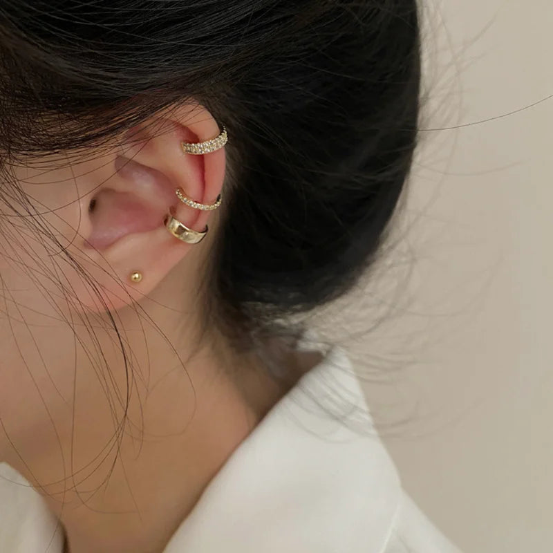 Korean Delicate Zircon Clip Earrings Sets