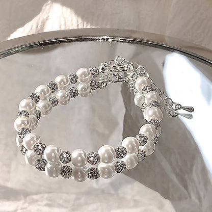 Imitation Pearl Inlaid Diamond Bracelet