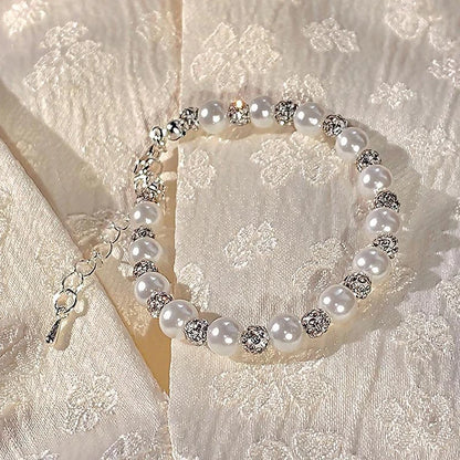 Imitation Pearl Inlaid Diamond Bracelet