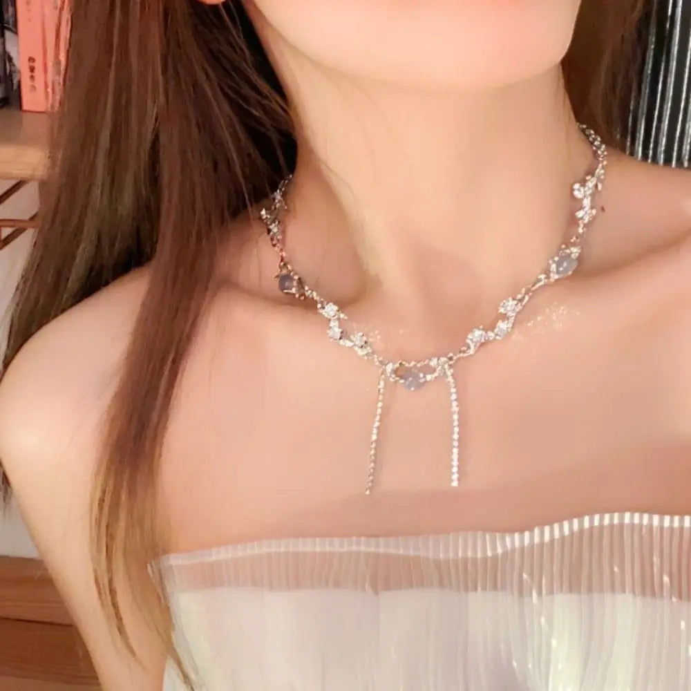 Elegant Moonstone Y2K Silver Vintage Choker