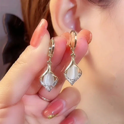 Korean Elegant Shiny Zircon Earrings