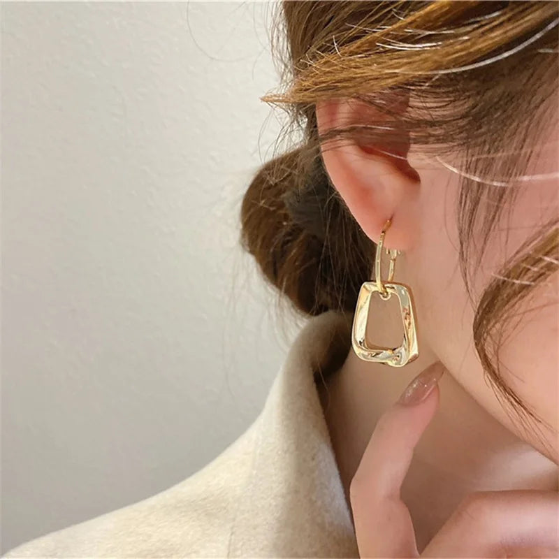 Square Gold Geometric Earring