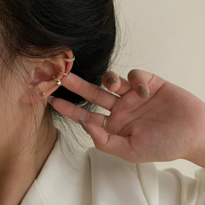 Korean Delicate Zircon Clip Earrings Sets