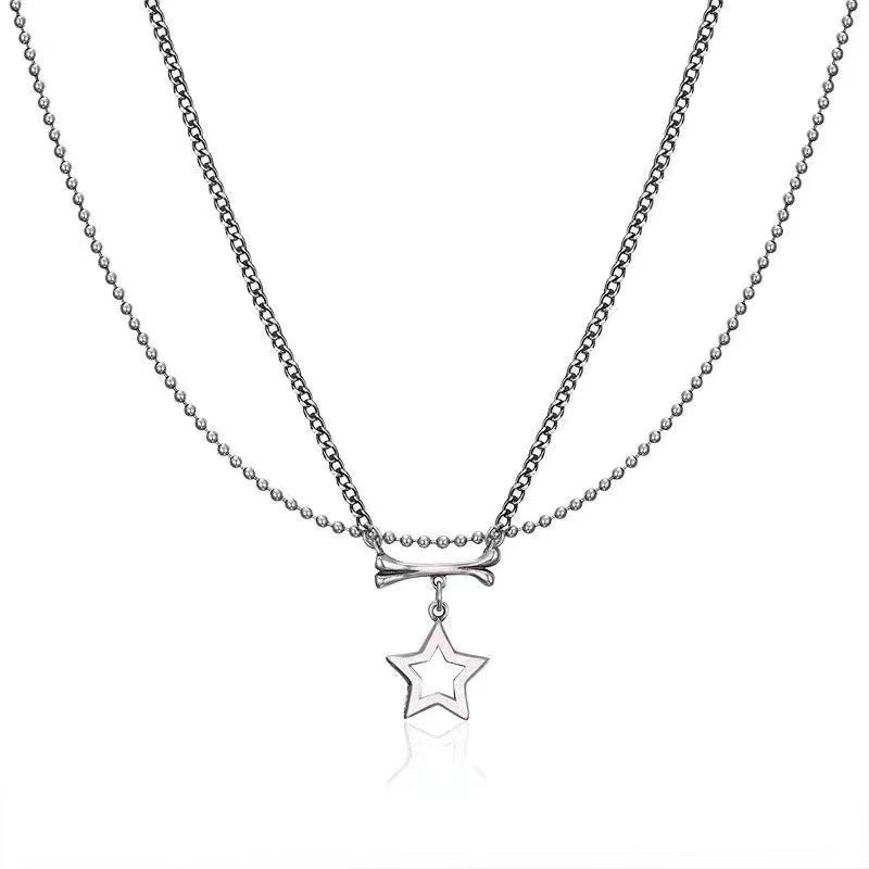 Fashion Double Layer Stars Bone Pendant Necklace