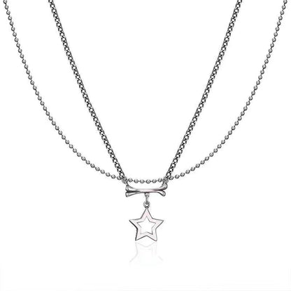 Fashion Double Layer Stars Bone Pendant Necklace