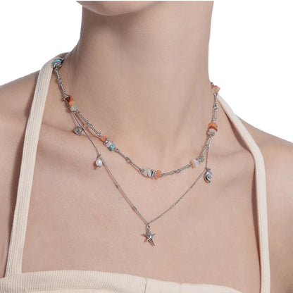 Two Layer Irregular Bead Chain Necklace