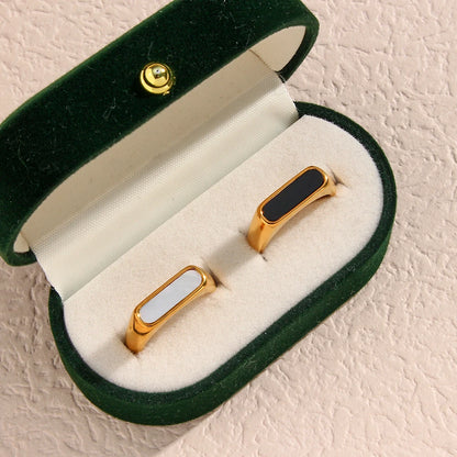 18K Gold Rectangular Shell Rings