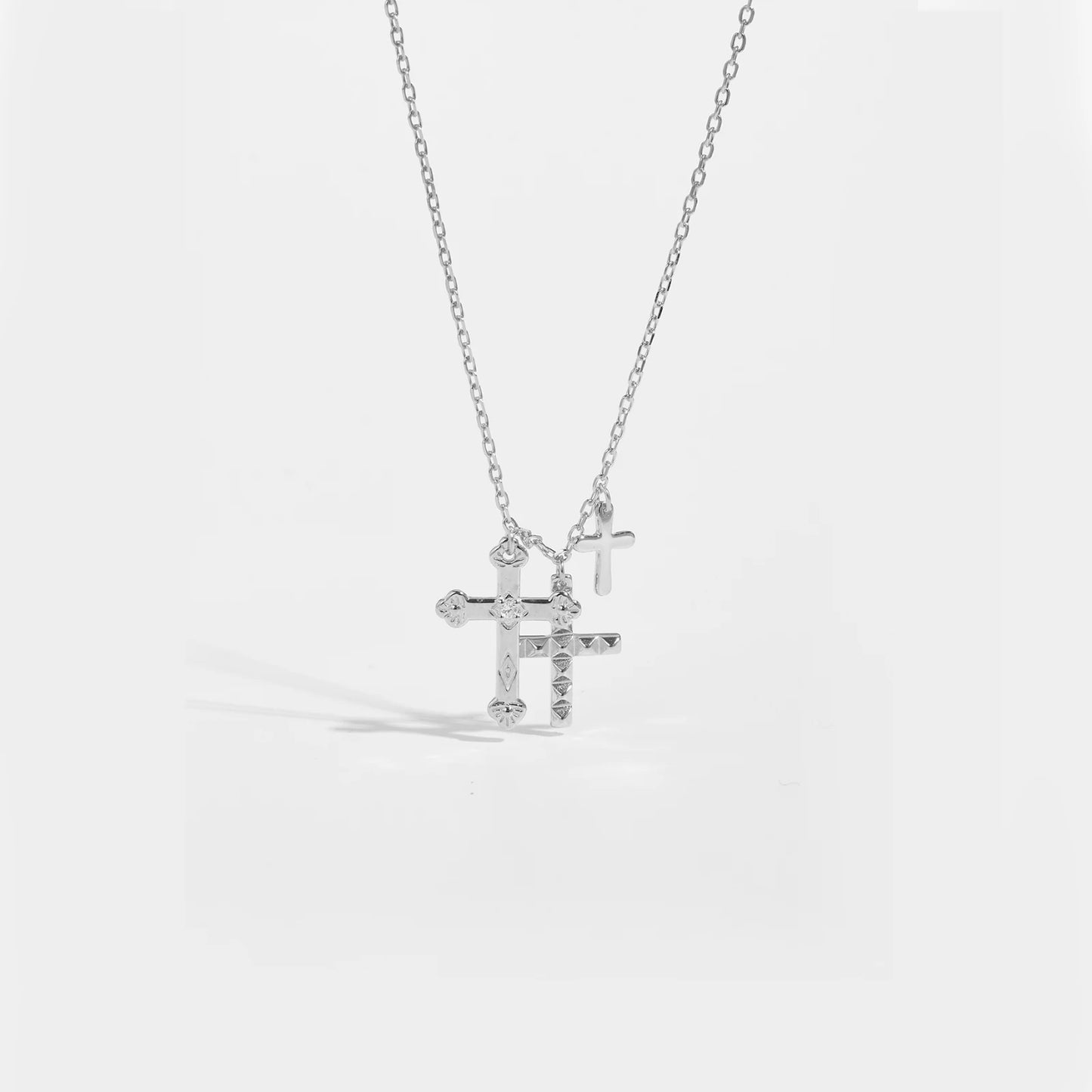 925 Sterling Silver Gold Three Cross Pendant