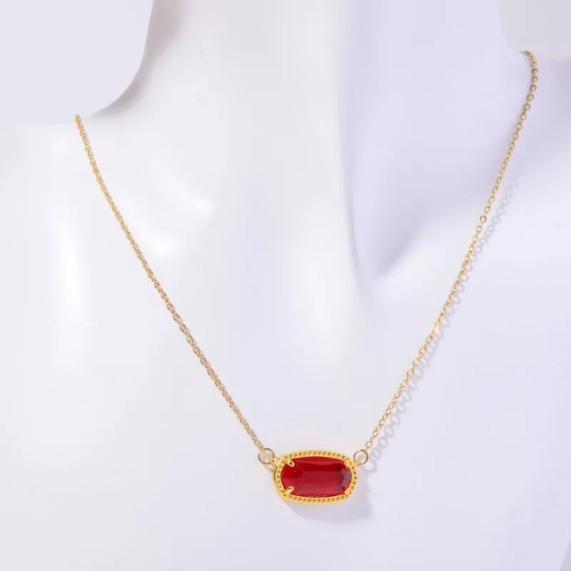 Natural Stone 12 Month Birthstone Stainless Steel Gold Pendant